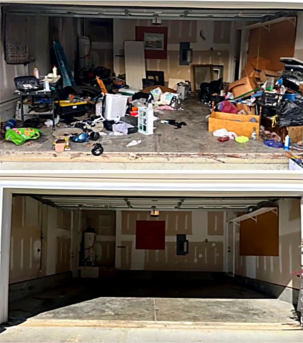 Garage cleanout before and after